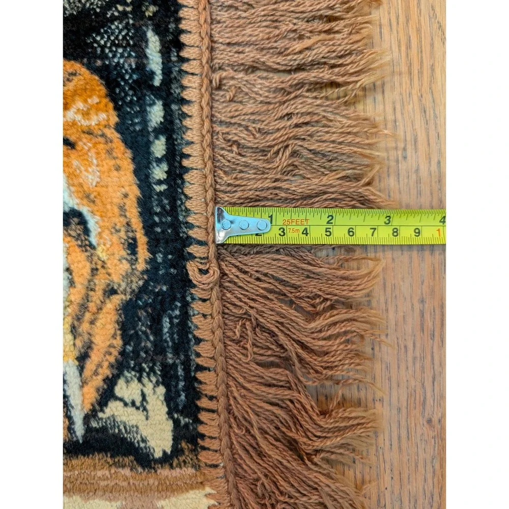 Vintage Last Supper Woven Tapestry Wall Hanging Fringe Religious‎ Decor Brown